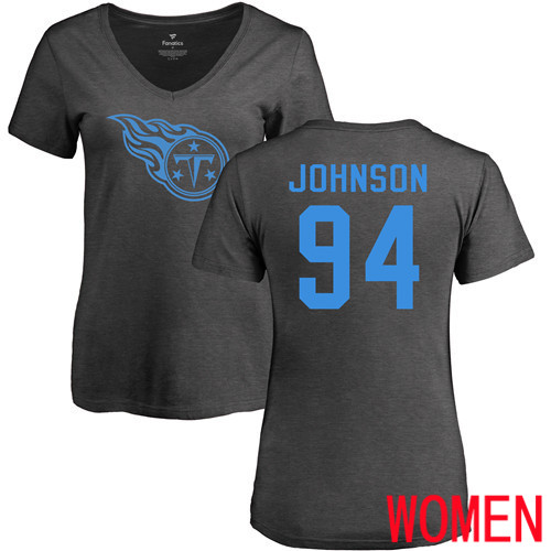 Tennessee Titans Ash Women Austin Johnson One Color NFL Football #94 T Shirt
